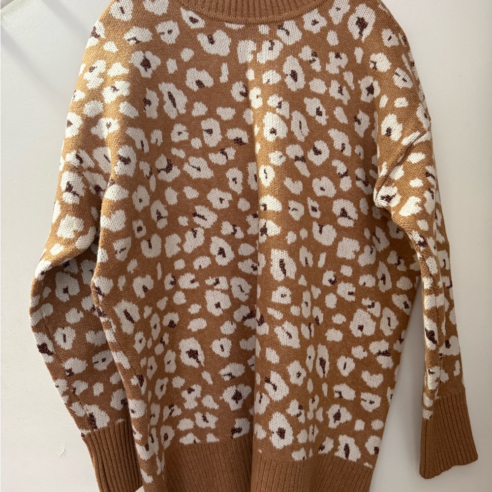 LOFT Leopard Print Brown and White Sweater